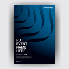 Blue Event Poster Template with Wave Design