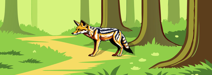 A jackal in the forest.