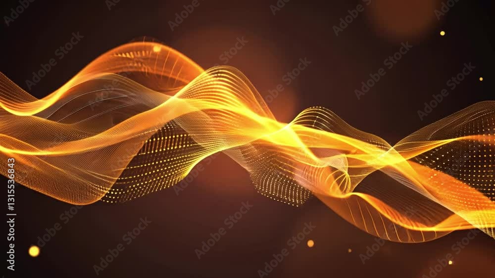 Poster dynamic abstract wave design glowing orange and golden patterns creating fluidity and energy movemen
