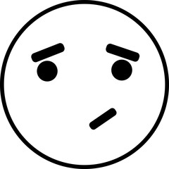 A Pensive Face, Subtly Conveying Uncertainty And Mild Disappointment, Drawn In Simple Black Lines Against A Plain White Background