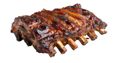 Delicious bbq pork ribs showing cooking expertise on transparent background