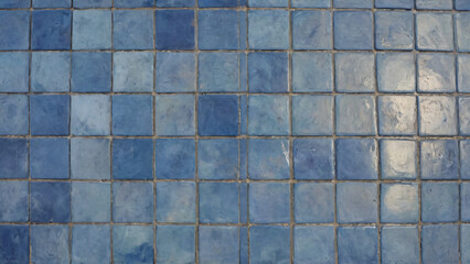 Fototapeta premium Old, broken blue tile floor