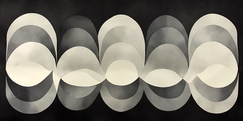 Fototapeta premium Abstract monochrome composition of layered curves and gradients design