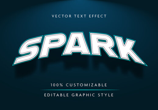 White Blue Bold Shadow Retro Spark Text Effect Template