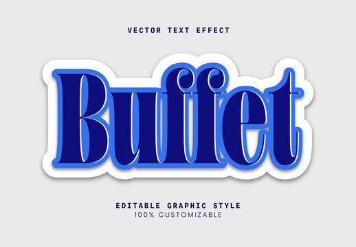 Blue Elegant Serif Decorative Sticker Text Effect