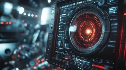 Obraz premium Advanced Security Interface with High-Tech CCTV Display