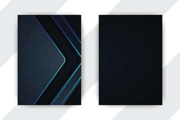 Dark blue geometric brochure design, white background, template