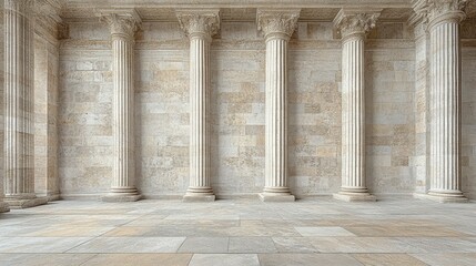 Fototapeta premium Majestic Classical Columns and Stone Wall Architecture Background