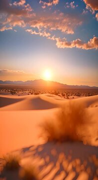 Vertical 9 16 sunrise over Egyptian pyramid in the desert 4K