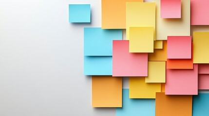 Abstract Colorful Sticky Notes Background Pastel Hues and Geometric Shapes