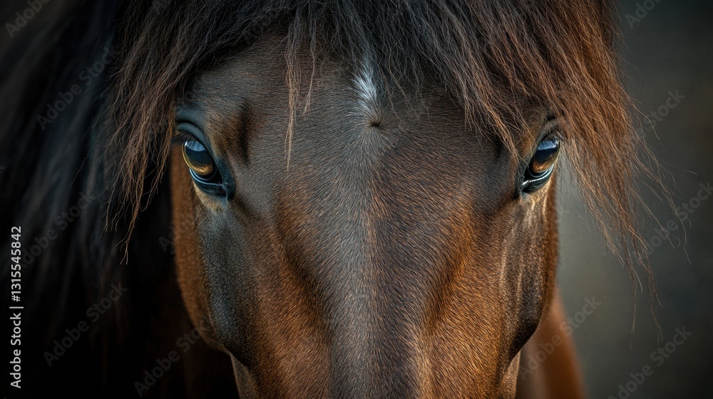 Aufkleber close up view of a horse showcasing its expressive eyes and beautiful features in natural light. gen