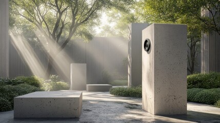 Bright Abstract Design in Backyard with Modern Elements