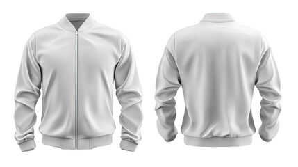 Blank white bomber jacket mockup, front & back view, design template