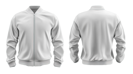 Blank white bomber jacket mockup, front & back view, design template