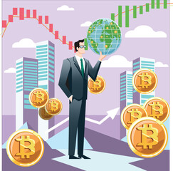 global economy,investments,flat vector,economy,editable vector,world economic growth