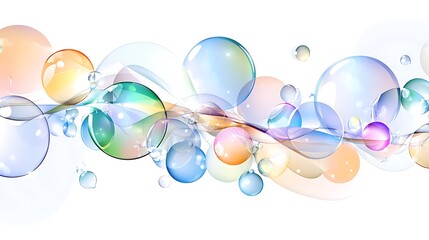Colorful Abstract Bubbles Floating in Water Fluid Design Smooth Texture Light Background