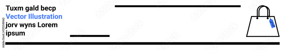 Poster shopping bag with tied price tag and horizontal lines styled with simple text. ideal for e-commerce,
