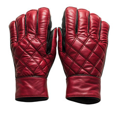 A Pair of Red Leather Gloves Isolated on Transparent Background