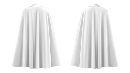White capes, back view, studio shot, mockup