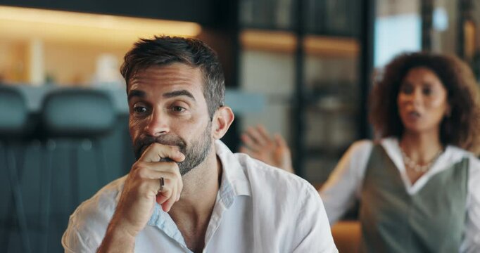 Argue, fight and couple in home ignore for conflict, frustrated and talking for cheating. Relationship, marriage and man with woman for disagreement, discussion and argument for divorce or breakup