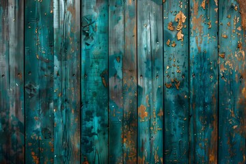 Grunge Blue Wood Texture Background, Distressed Painted Planks