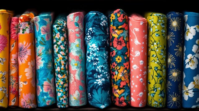 Vibrant Floral Fabric Rolls - Colorful Textile Collection