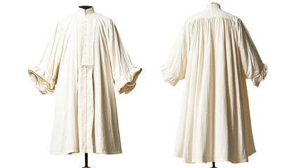 Cream linen robe, front & back view, studio shot, simple background