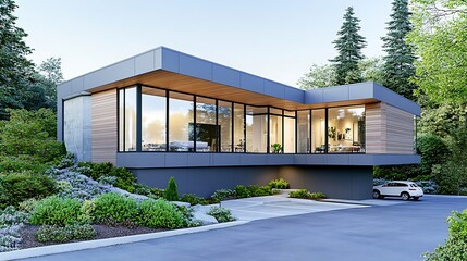 Modern Contemporary House Design Luxury Home Exterior with Parking and Landscaping