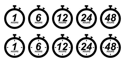 Timer Icon Set. Stopwatch Vector Icon in line style design. Stopwatch Symbol. Vector illustration.