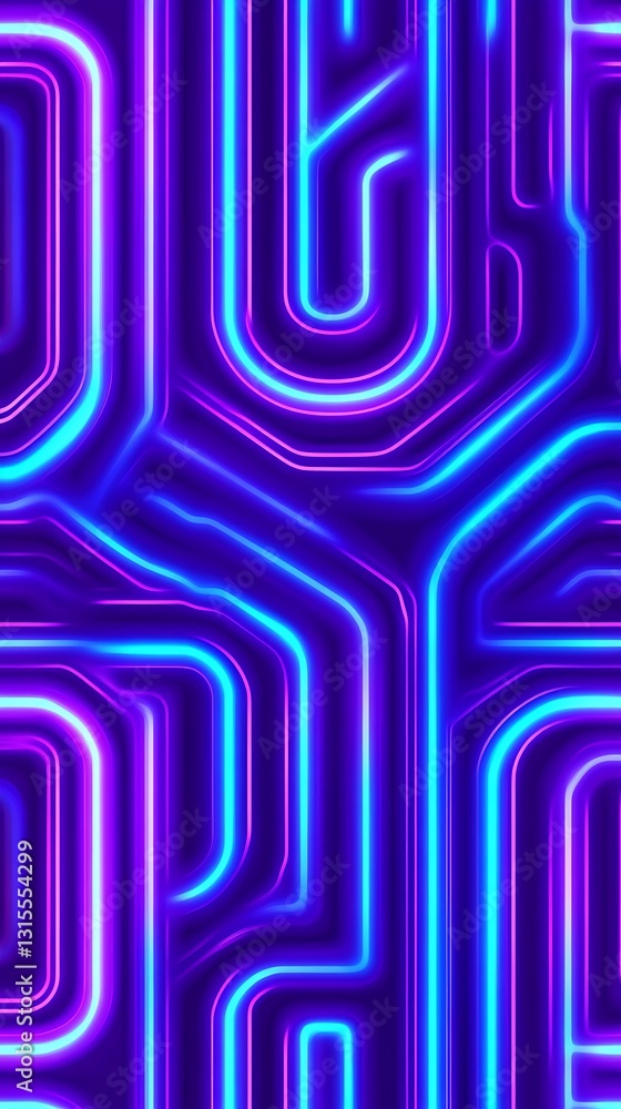 Poster luminous neon paths illuminating a futuristic network backdrop design