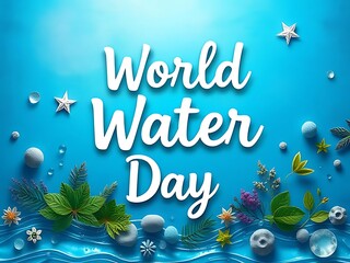 Naklejka premium A beautiful blue-themed World Water Day design with nature-inspired elements.
