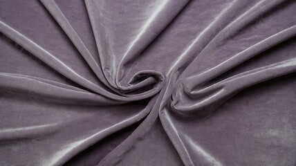A soft Lavender Crushed Velvet Fabric Background. Beautiful light purple velour fabric with delicate folds creating an elegant texture.
