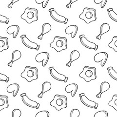 fast food hand drawn seamless pattern