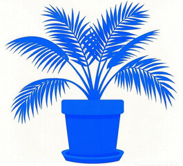 PNG Potted plant with areca palm silhouette potted blue vector