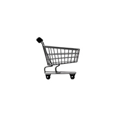 Isolated Metal Shopping Cart on Black Background for E-commerce