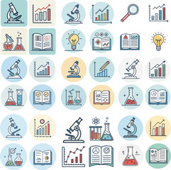 set of research related icons editable stroke