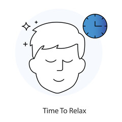 Vector icon for Time to Relax – Relaxation Pose with a Clock, Encouraging Mindful Rest.