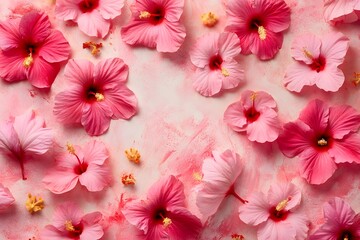 Pink Hibiscus Flowers Bloom Beautifully