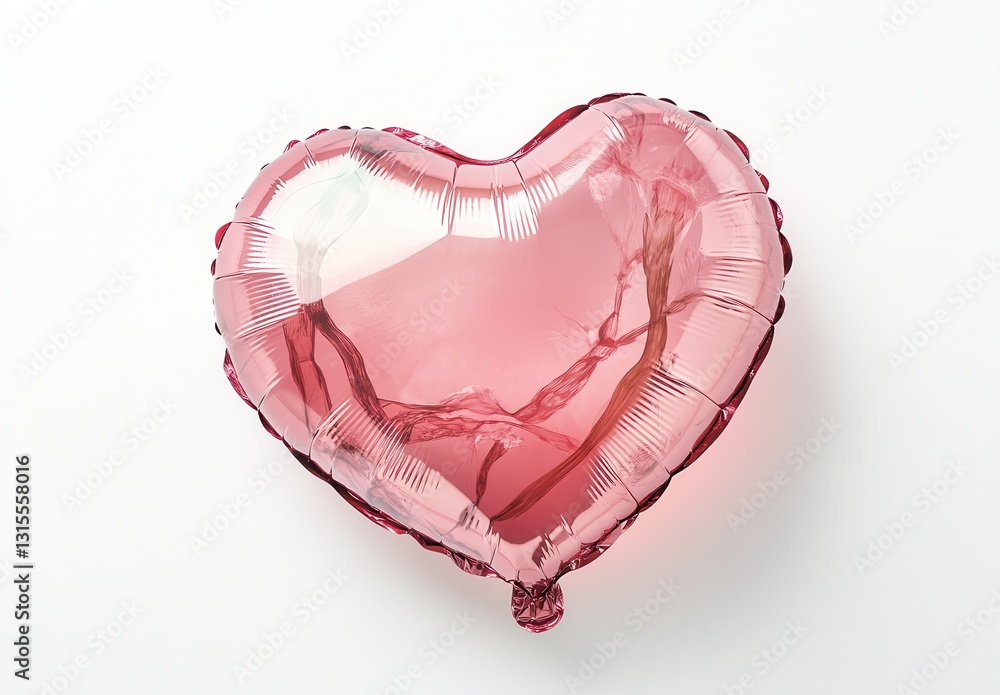 Aufkleber shiny heart-shaped balloon in soft pink floating on minimalist white background creating a cheerful 