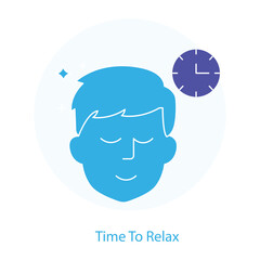 Vector icon for Time to Relax – Relaxation Pose with a Clock, Encouraging Mindful Rest.