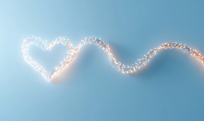 Fototapeta premium Sparkling Heart Shape Created with Glowing Lights on a Soft Blue Background for Romantic and Creative Themes