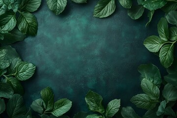 Emerald Leaves Frame, Lush Greenery Background