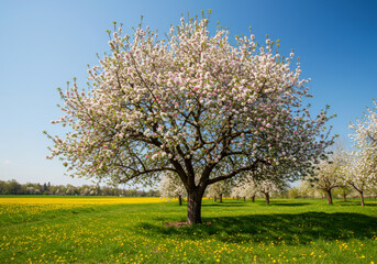 Naklejka premium Beautiful apple tree blossom in spring