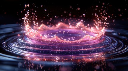 Ethereal Water Droplet Splash: A Symphony of Pink and Purple