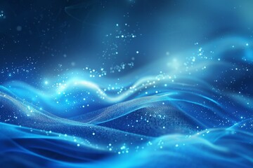 Fototapeta premium A digital art image of a blue abstract background with glowing particles, A mysterious and captivating blue background