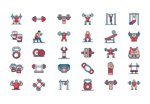 Colorful Calisthenics Exercise Training Icons Set