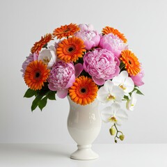 Flowers in vase against white background