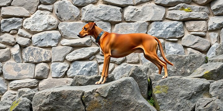 Hellenic Hound - Dramatic Rocky Landscape, Pastel Hues