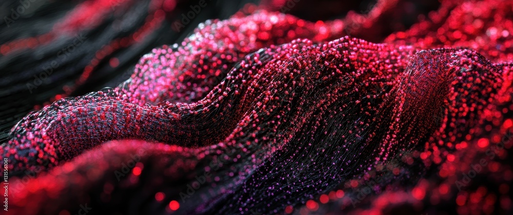 Poster textured red and black waves with sparkling particles creating an abstract background for creative d