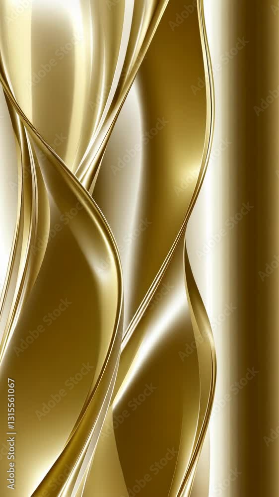 Poster fluid golden ribbons intertwine against a smooth background creating an elegant and modern abstract 